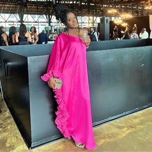 Long Ruffled Asymmetric Dress